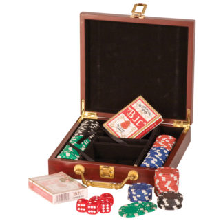 Poker set in display case