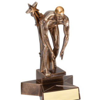 Male swimmer in starting position