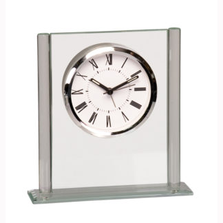 Glass square clock with posts