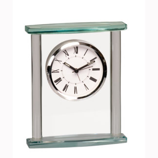Glass clock with posts and bases