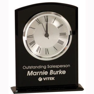 Black piano finish clock with base