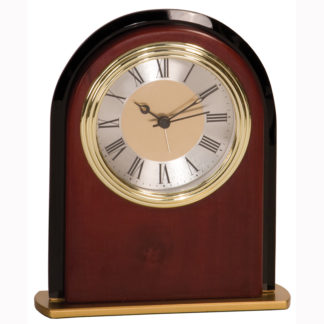 Black glass and rosewood finish clock