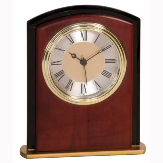 Black glass and rosewood arch clock