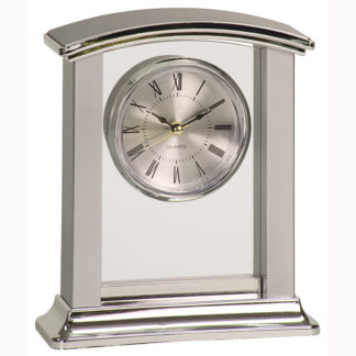 Silver plastic clock with top plate