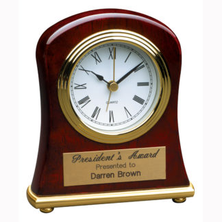 Rosewood finish bell shaped clock