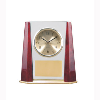 Rosewood finish column and glass clock