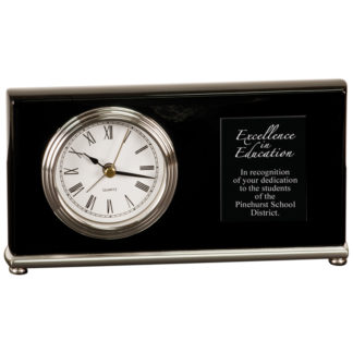 Black piano finish horizontal clock
