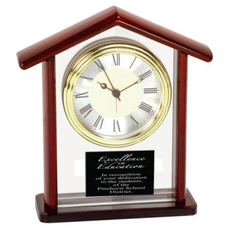 Rosewood finish and glass steeple clock