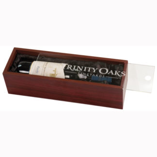 Single wine bottle display case with acrylic top